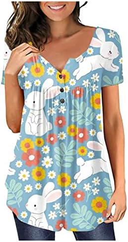 xipcokm Boldog Húsvéti Pólók Női Tunika Felső Aranyos Nyuszi Tojást Grafikus Alkalmi Póló, Laza Kényelmes