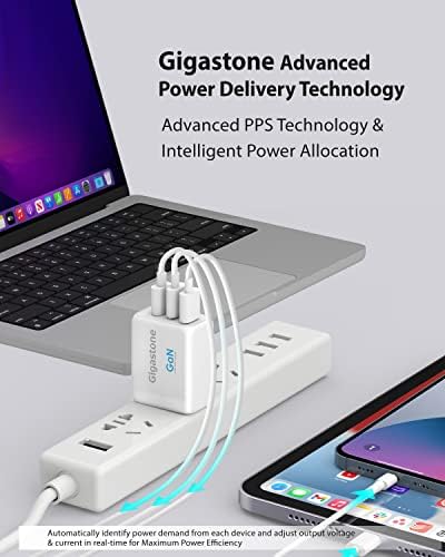 Gigastone 65 w-os USB-C Töltő 3-Pack GaN Power Pro PPS Több Port Intelligens Energia Elosztása, Összecsukható