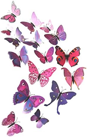 Toddmomy 24pcs Gyerekek Élénk Pillangók Otthoni Dekoráció Ragasztó Pillangó Matricák Mágneses D PVC Cserélhető