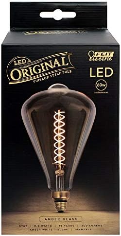 Feit Elektromos Évjárat Kitett Végtelen Amber Üveg LED ST52 Közepes E26 Bázis Villanykörte - 60W Egyenértékű