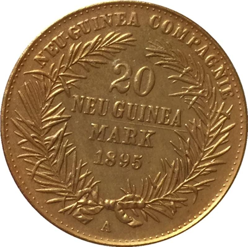 1895-ben a német Érmék 20 Márka Réz Aranyozott Antik Érmék, Érme, kézműves Gyűjtemény Csapás