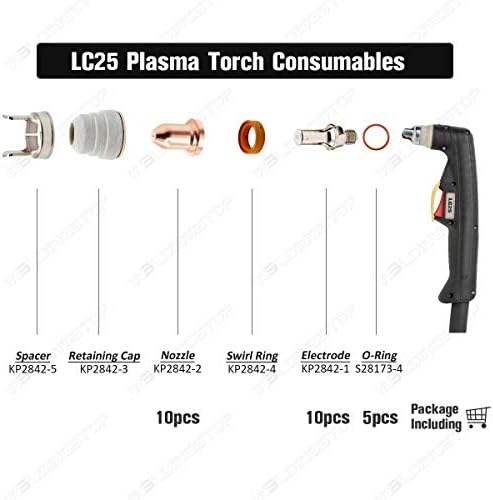 Plazma fogyóeszközök Lincoln Tomahawk 375 Vágó LC25 Fáklya (Elektróda, Tipp, O-Gyűrű DB-25)