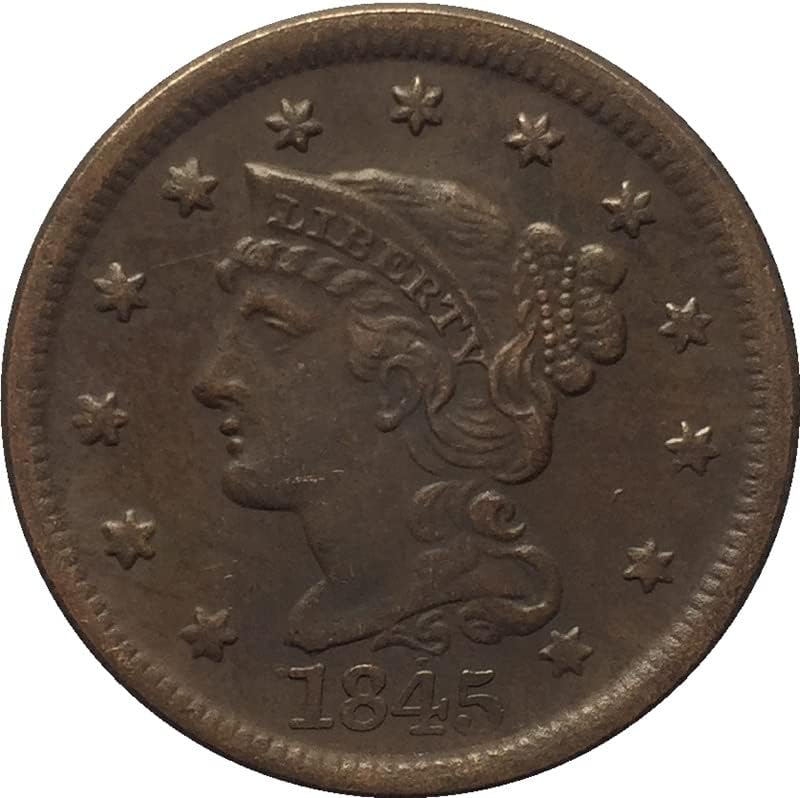 27,5 MM Régi 1845-Ben az Amerikai Érmék Réz Antik Érmék Kézműves Külföldi Emlékérme