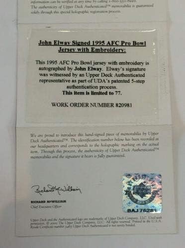 John Elway aláírt 1995 AFC Pro Bowl M&N Jersey Menta Autogramot uda vagy COA LE 1/77 - Dedikált NFL Mezeket