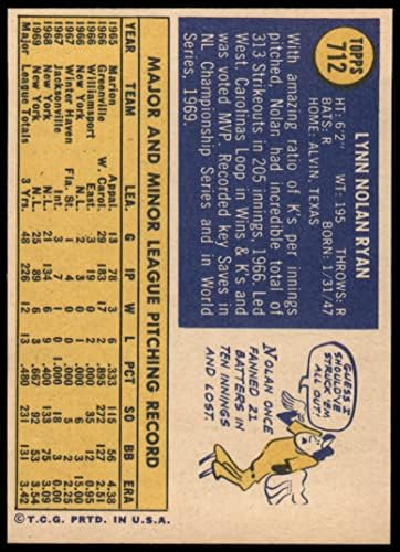 1970 Topps 712 Nolan Ryan New York Mets (Baseball Kártya) EX/MT Mets