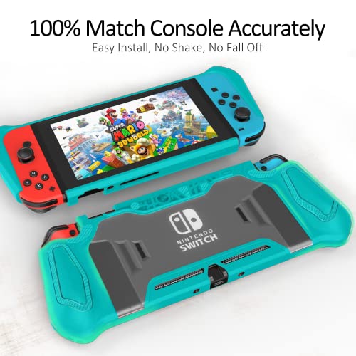 Kapcsoló Protector Teal LEYUSMART a Nintendo, Vékony TPU Fedél HD Edzett Üveg kijelző Védő fólia & 2 Hüvelykujj