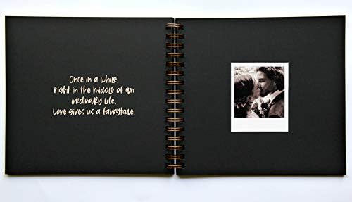 Scrapbook Album Fekete, Rusztikus Esküvői Vendégkönyv, Első Évfordulója Fénykép Album. 90 Fekete Oldal.