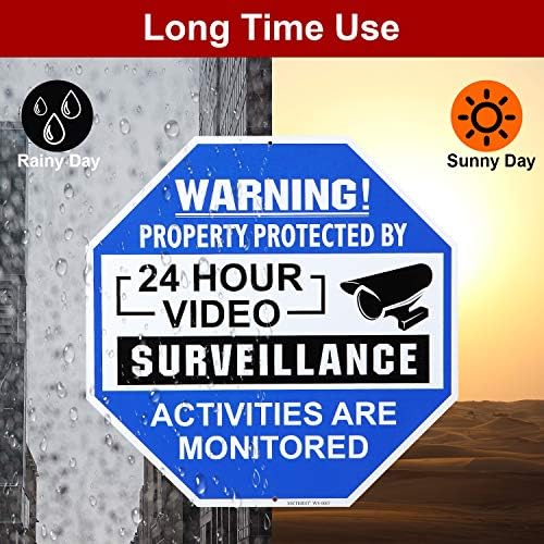 METERIO Videó Felügyeleti Jel 2 Csomag, Alumínium tilos Fém Fényvisszaverő Figyelmeztető Jel, UV Védett,