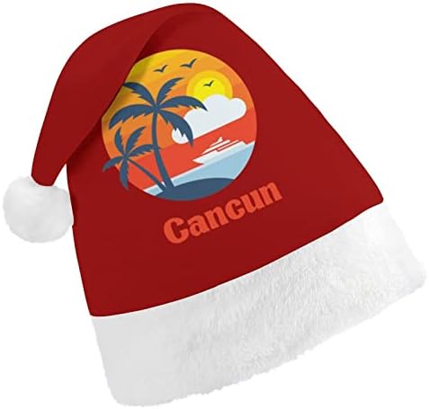 Cancun Naplementét, pálmafák Karácsonyi Kalap Puha Plüss Mikulás Sapka Vicces Beanie a Karácsony, Új Év,