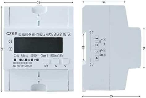 KQOO egyfázisú 220V 50/60Hz 65A Din Sín WiFi Intelligens Energia-Mérő Időzítő Monitor KWh Méter Wattmeter