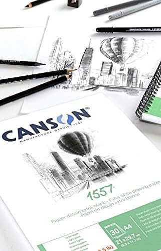 CANSON 1557 Extra Fehér 120gsm A5 Vázlat Papír, Világos Szemű, 50 Lap, Ideális Professzionális Művészek