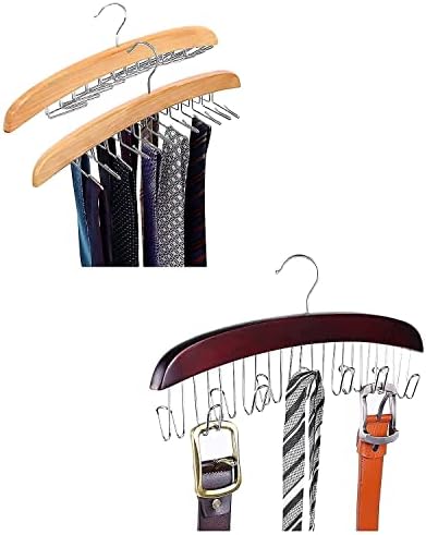 Nyakkendő Fogas, Ohuhu Fából készült Nyakkendő Rack, 24 Horog Szekrényben Szervező, valamint Tároló+Öv