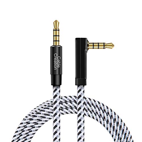 3,5 mm-es Audio Kábel TRRS, CableCreation 90 Fokos Szögben, 3,5 mm-es férfi Férfi Sztereó Aux Kábel az