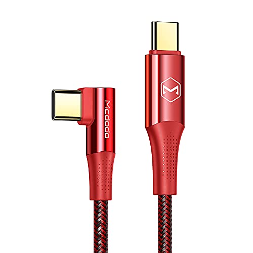 mcdodo USB-C-USB-C Kábel, 3.9 ft/90 Fokos Típus C Típus C Szuper Gyors Töltő Kábel, derékszögű, Fonott