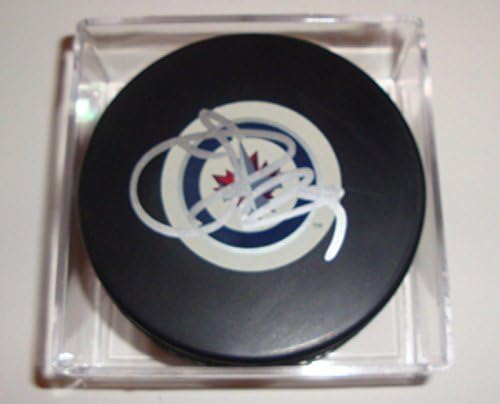 Johnny Oduya Aláírt Korong w/COA Winnipeg Jets Alakuló Autogramot Szuvenír 2011 - Dedikált NHL Korong