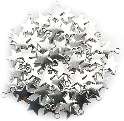 JCBIZ 60pcs ötágú Csillag DIY Medál Kiegészítők Ékszerek Készítése, Ravaszkodó Ezüst