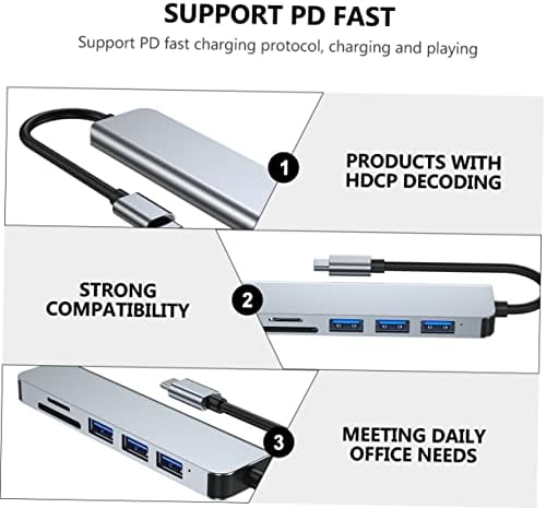 SOLUSTRE USB Hub 2db 6 - USB Tabletta Szürke Hordozható Laptop Hub Átadás - Memória Bővítő Elosztó Engedélyes