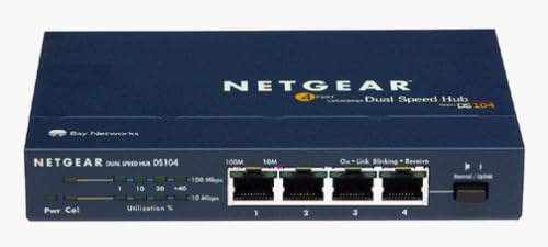 Netgear DS104 4-Port 10/100 Kettős Sebesség Hub Kapcsolat Gombra