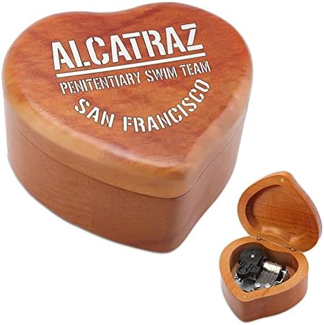 Az Alcatraz Börtön úszócsapat San Francisco Fa Music Box Vintage Szél Fel Zenei Doboz Ajándék Karácsonyra,