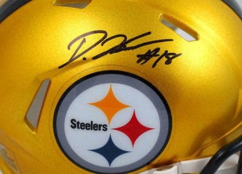 Diontae Johnson Aláírt Pittsburgh Steelers Flash Sebesség Mini Sisak-BeckettW Holo - Dedikált NFL Mini