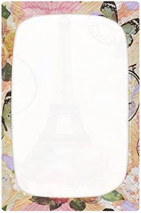 ALAZA Akvarell Párizsi Eiffel-Torony, Rózsa Virág, Pillangó, Kiságy, Ágynemű Ellátott Mózeskosár Lap a