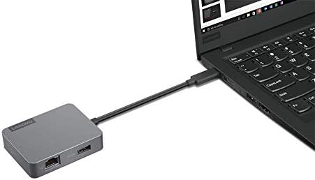 Lenovo USB-C 4 az 1-ben Utazási Hub Gen2, Többportos Adapter HDMI, VGA, USB 3.1, RJ45, USB C-Típusú Laptop,