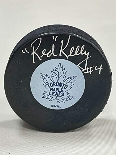 Vörös Kelly Aláírt Toronto Maple Leafs Vintage Puck - w/COA HOF - Dedikált NHL Korong