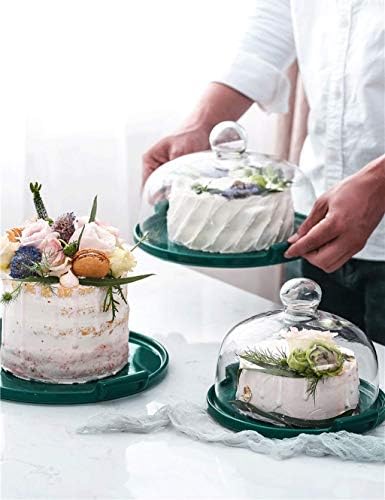 YANGBO Kreatív Vintage Binaurális Kerámia Torta Tálca Üveg Coverk Zöld Desszert Tányér Délutáni Tea Kerek
