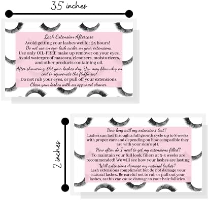 Lash Extension teendőkről Kártya | Csomag 50 | Szempillát Rózsaszín Borító Design Kétoldalas Méret 3,5
