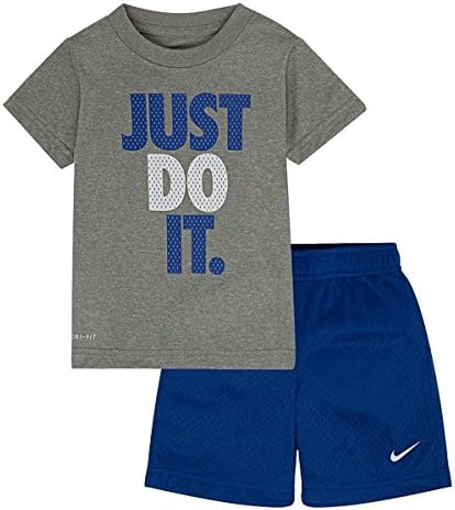 Nike Kis Fiúk 2 Darab Csak Csináld T-Shirt Póló & Nadrág Szett Szürke Királyi Méret 6 (5-6 év)
