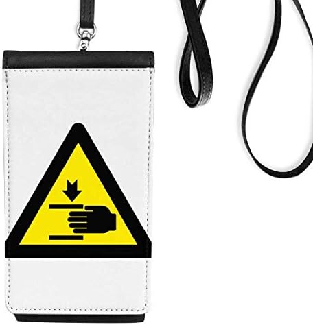 Figyelmeztető Jelzés Sárga Fekete Kéz Háromszög Phone Wallet Pénztárca Lóg Mobil Tok Fekete Zseb