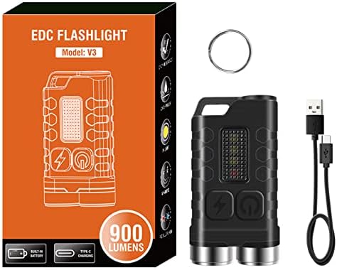 EDC Zseblámpa Újratölthető, 10 Módok LED Mini Kulcstartó Zseblámpa Magas Lumen, 900 Lumen Zsebében vakufény