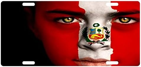 Peru Zászló Egyedi Rendszám Perui Jelkép Lány Verzió