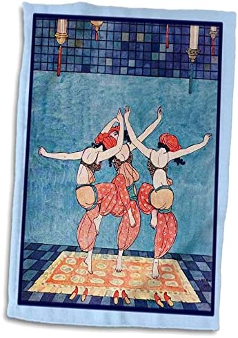 3dRose Florence, Art Deco, valamint Nouveau - George Barbiers 3 Táncoló Hölgyek - Törölköző (twl-44898-1)
