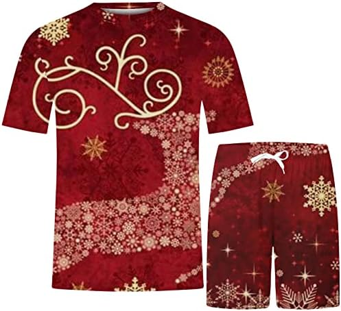 Mens T-Shirt Alkalmi Karácsonyi 3D Nyomtatás Kerek Nyakú, Rövid Ujjú T-shirt Plus Size Blúzát, majd Rövidnadrág